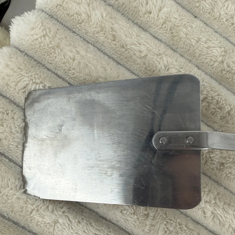 Vtg Stainless Steel Square Turner Spatula with White Floral Handle